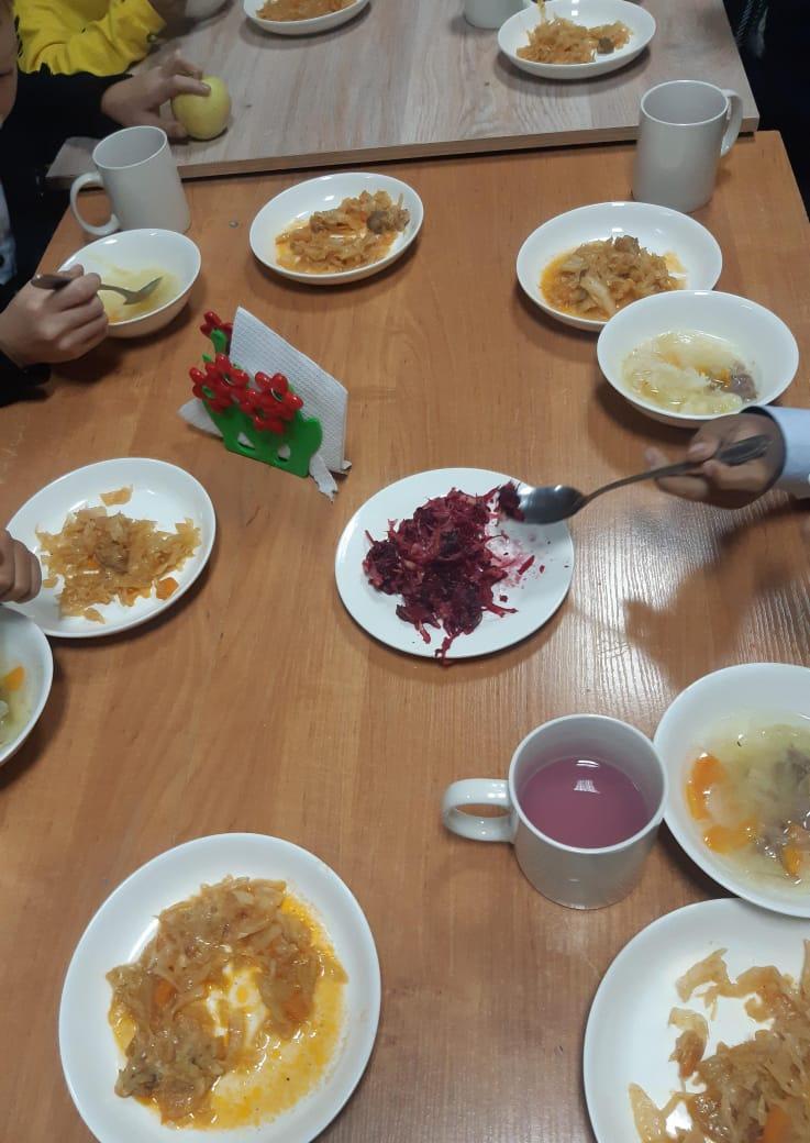 Ыстық тамақпен қамтылған оқушылардың тамақтануы